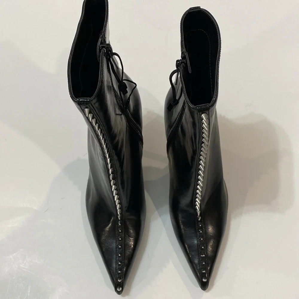 Zara Studded Heeled Ankle Boots studs Spiked Size 36 NEW - Picture 8 of 16